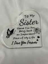 8 Heart-Shaped Acrylic Plaque with Sister Quote