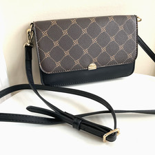 NINE WEST Womens Brown Crossbody Bag Wallet Purse Business Handbag Diamond