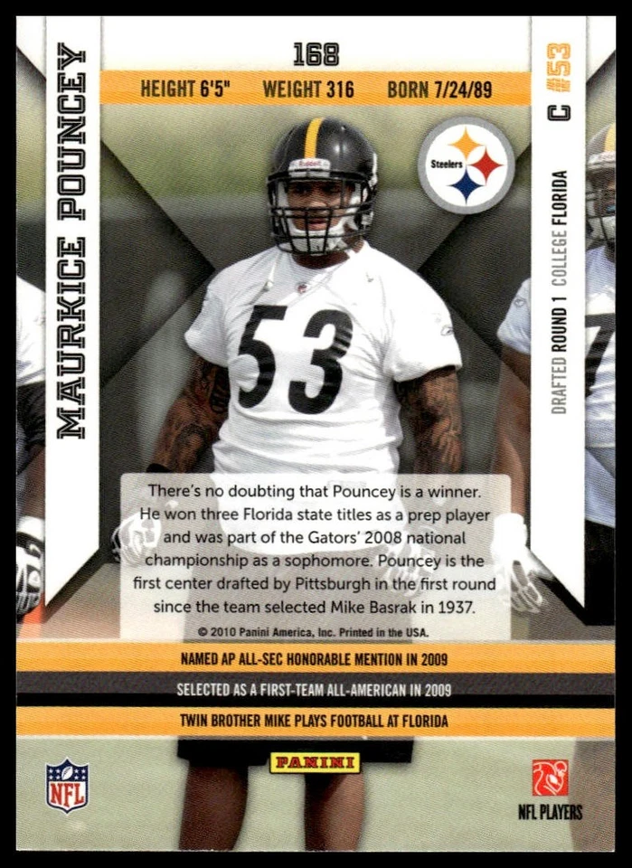 Panini Epix #168 2010 Maurkice Pouncey Foto 2 de 2