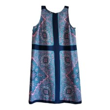 LOFT Ann Taylor S Dress Cover Up Sleeveless Blue Pink Paisley Quick Dry 34"