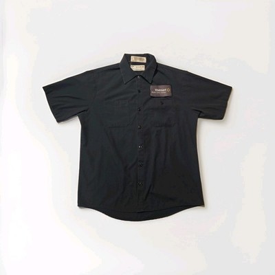Aramark Shirt Mens Medium Navy Blue Button Up Walmart Auto Care Center Employee
