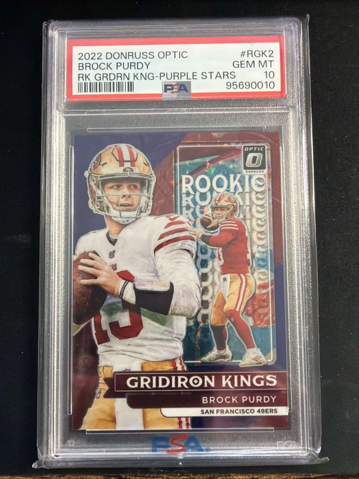 2022 Donruss Optic Gridiron Kings Brock Purdy Purple Stars /25 PSA 10