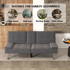 Futon Versatile Sofa Bed with Cup Holders USB Port Foldable 2-Seater Guest Be... Futon Versatile Sofa Bed with Cup Holders USB Port Foldable 2-Seater Guest Be... - Image 1