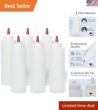 Versatile 16oz Condiment Squeeze Bottles with Red Tip, 6-Pack for Oils Crafts