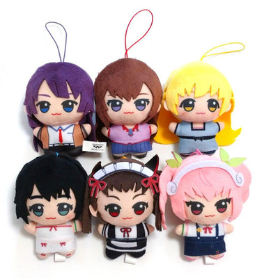 Monogatari Series × Steins Gate Plush Doll Mascot Chibigurumi Set of 6 Japan