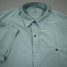 Kuhl Shirt Mens Large Green Tufflex Short Sleeve Button Front Hiking Travel