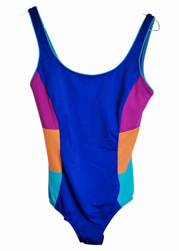 Lands’ End Women’s One-Piece Swimsuit Colorblock Scoop Neck – Size 12