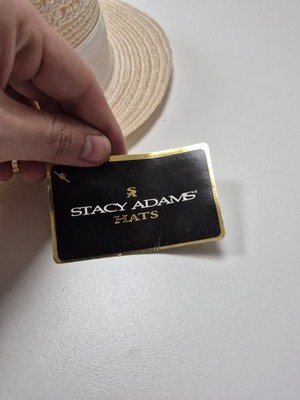 Stacy Adams Hat Fedora Fitted Mens M Beige Straw Feather  display picture 2