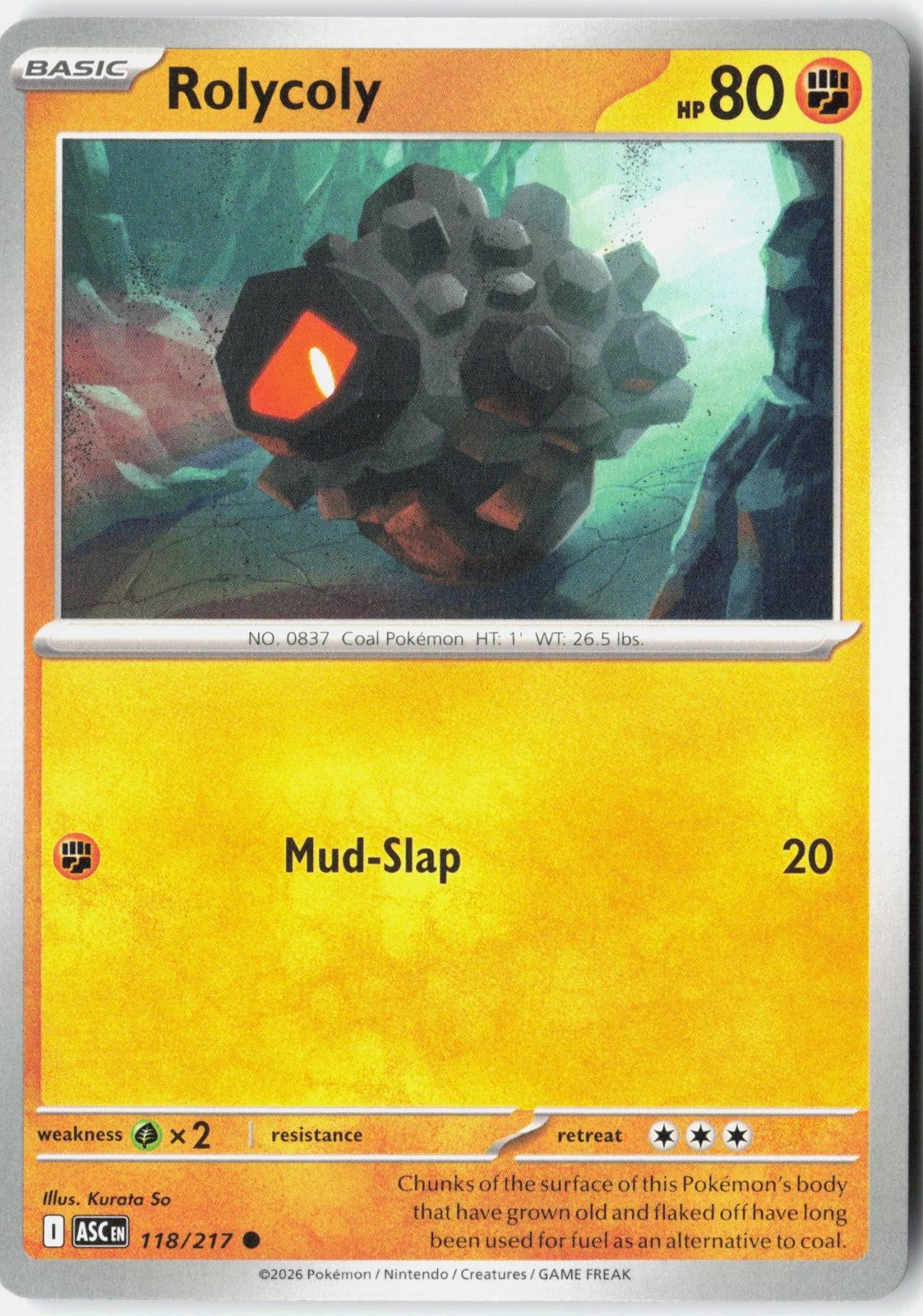 ROLYCOLY 118/217 COMMON ASCENDED HEROES POKEMON NM