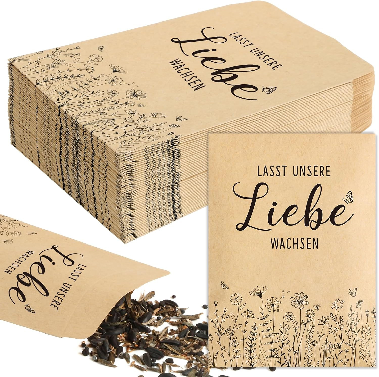 BOFUNX Blumensamen Samentüten Gastgeschenke Papiertüten Verpackung Hochzeit Tauf