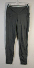 90 Degree by Reflex Womens Leggings High Rise Elastic Waist Pockets Size M Gray