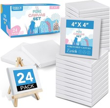 Mini Canvases for Painting,4x4In Canvas in Bulk 24Pack, 2/5In Profile Small