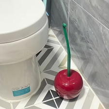 1pc Cherry-Shaped Toilet Brush with Holder, Creative Plastic Bathroom