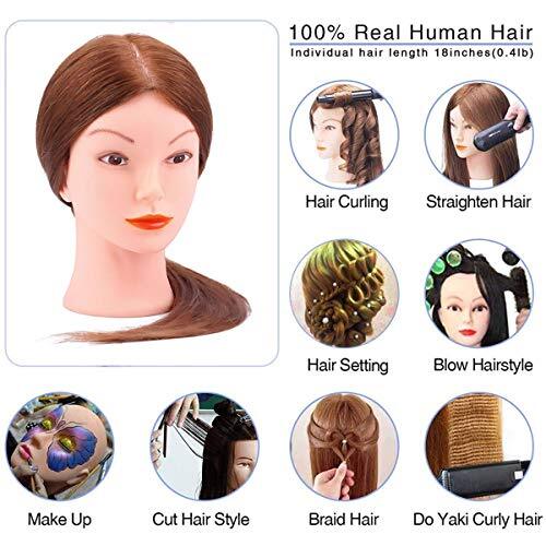 Mannequin Head with 100% Human Hair, TopDirect 18" Dark Brown  Assorted Colors 