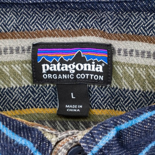 Camisa Patagonia Para Hombres Grande Fiordo Franela Peso Medio Manga Larga Abotonada Rayas - Imagen 8 de 10