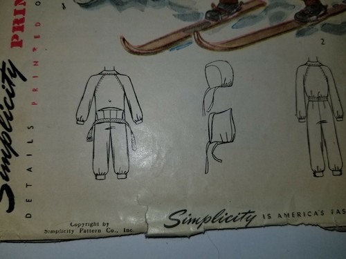 Simplicity 2346 Snowsuit Cap Hood Sewing Pattern VTG 40s Girls Size 2 Winter Cut - Picture 5 of 6