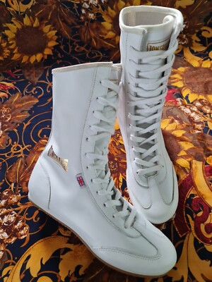 VINTAGE/ORIGINAL Lonsdale Leather Boxing Boots White Size