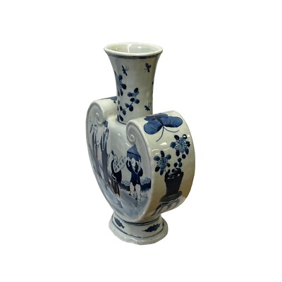 Chinese Blue White Porcelain Ru Yi Flat Body People Theme Vase ws2996S Chinese Blue White Porcelain Ru Yi Flat Body People Theme Vase ws2996S