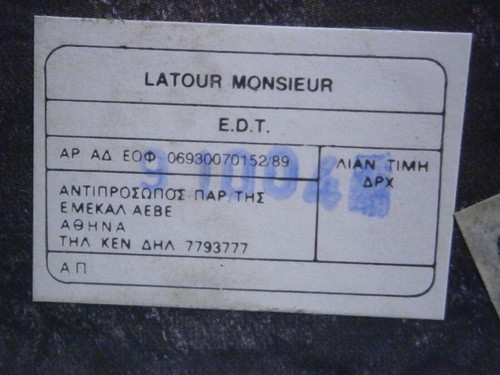 Latour MONSIEUR Noir NIB EDT 100ml (3.4 fl oz) Splash Made in Greece 80s For Men - Picture 8 of 10