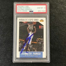 2015-16 NBA HOOPS #62 Kenneth Faried Signed AUTO 10 PSA Slabbed Nuggets