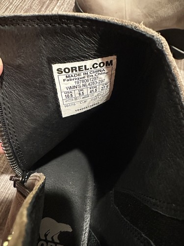SOREL Joan Uptown Zip Bootie Khaki Waterproof Leather Wedge Ankle Boots / 10.5 - Picture 3 of 5