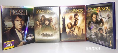 Lord Of The Rings Trilogy Plus the Hobbit DVDs All 4 Films With Special Features