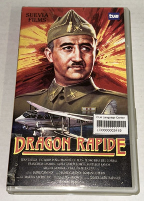 Dragon Rapide 1986 VHS Spanish Language Movie Video TVE Suevia Films Shell Case