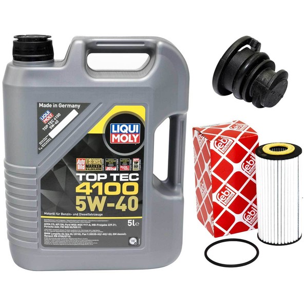 MotoröL Set 5W-40 5 Liter + ÖLfilter + ÖLablassschraube FüR Audi A5 A4 A6 A7 2.0-image