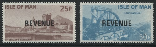 Isle of Man 1975 overprinted Revenue 25p and 50p unmounted mint NH (41)