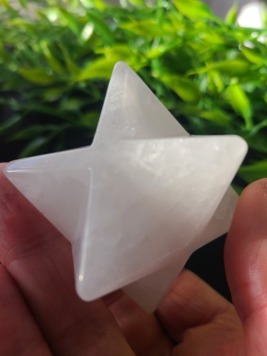 Large 2.3" 107g Pretty White Snow Quartz Merkaba Sacred Geometry Crystal Stone - Picture 23 of 24