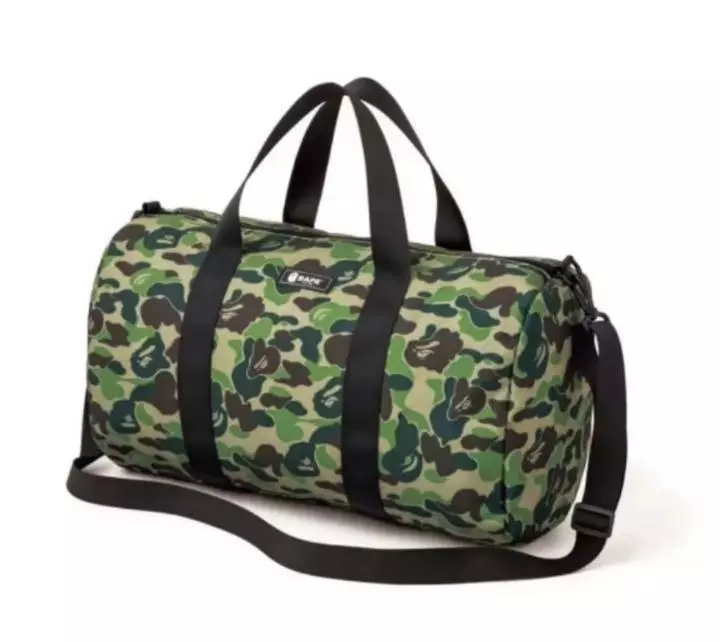 A Bathing Ape BAPE camouflage duffel bag accessory height 27 x