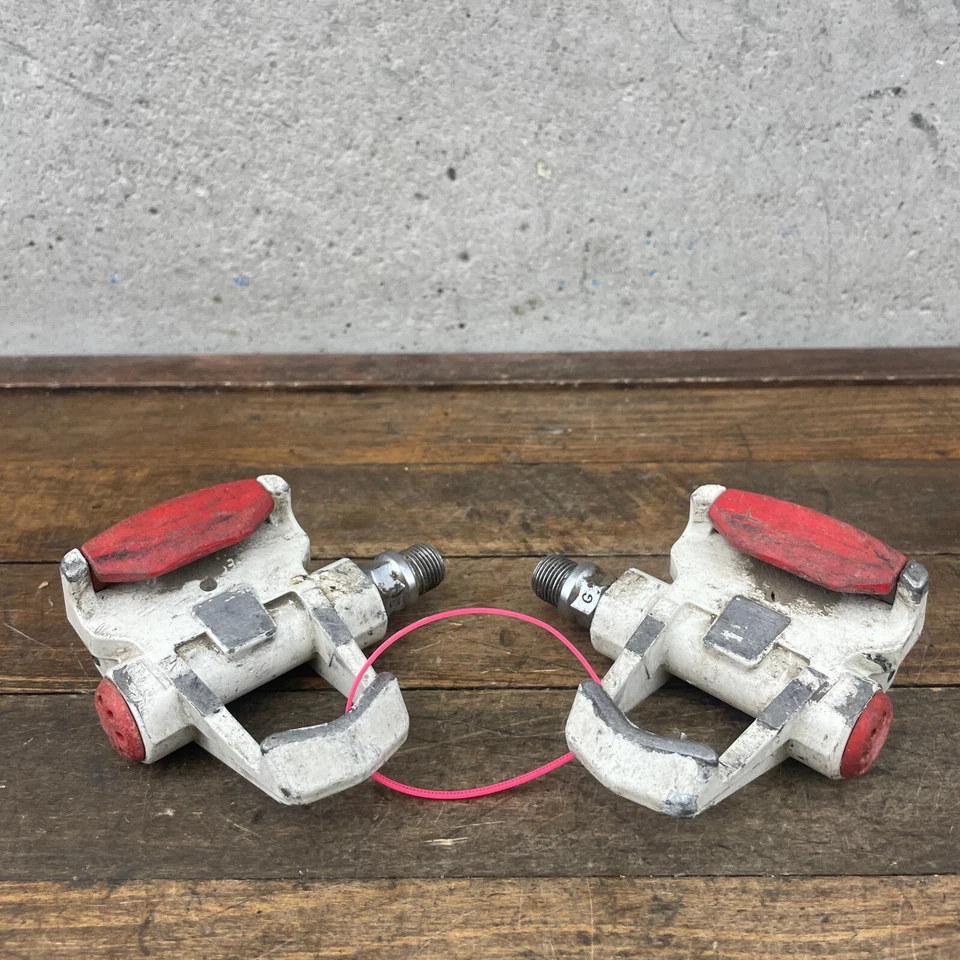 Pedales de aspecto vintage sin clip Race Eroica ROJO blanco Francia años 80 años 9/16 en A4 Foto 4 de 4