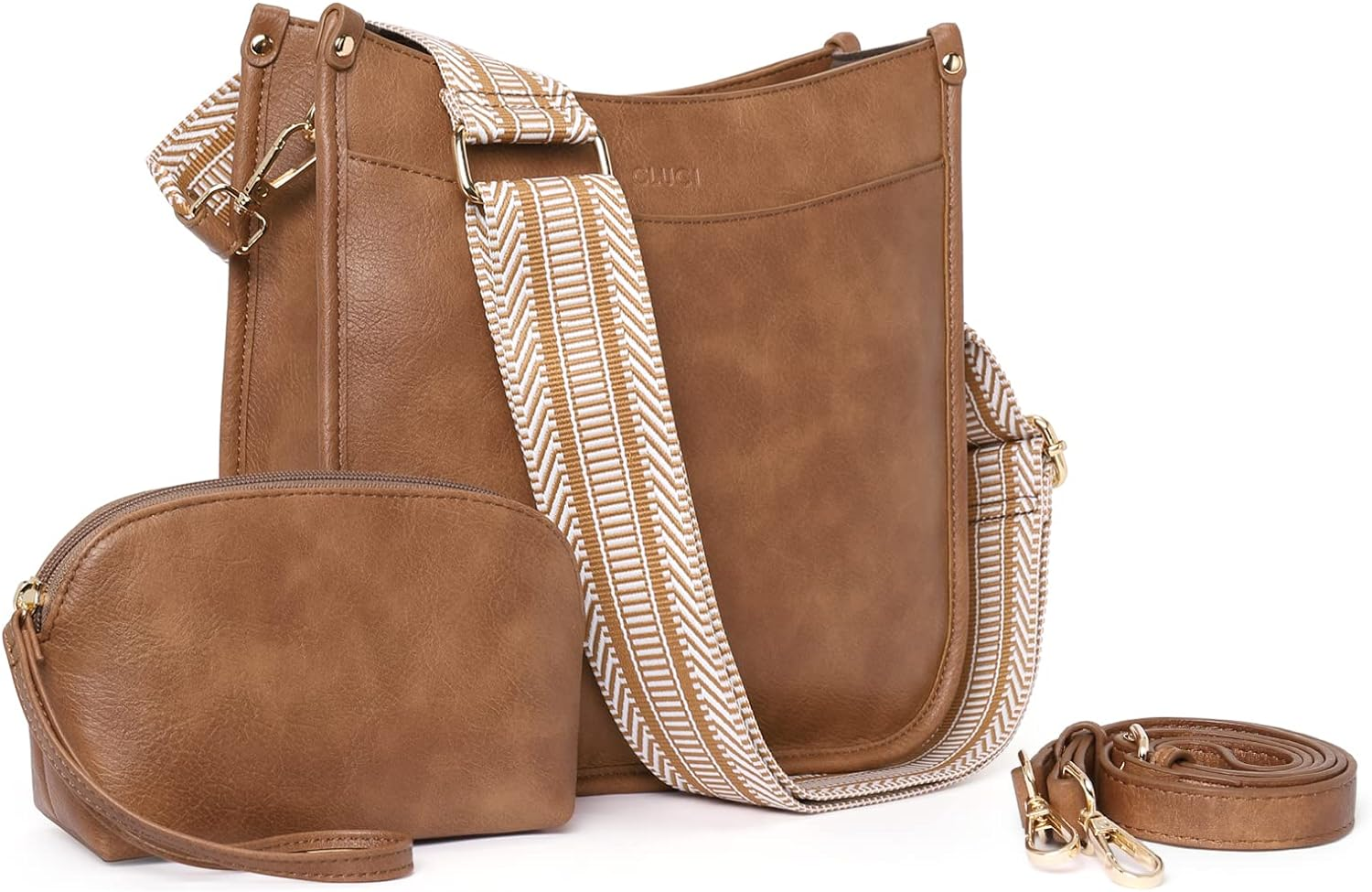 Vegen Leather Crossbody Bags for Women Trendy 2Pcs Hobo Handbag Wallet Set with