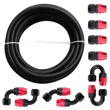 10FT Fuel Line Hose Kit Steel Nylon Braided Oil Swivel Hose End 10AN Fitting Kit