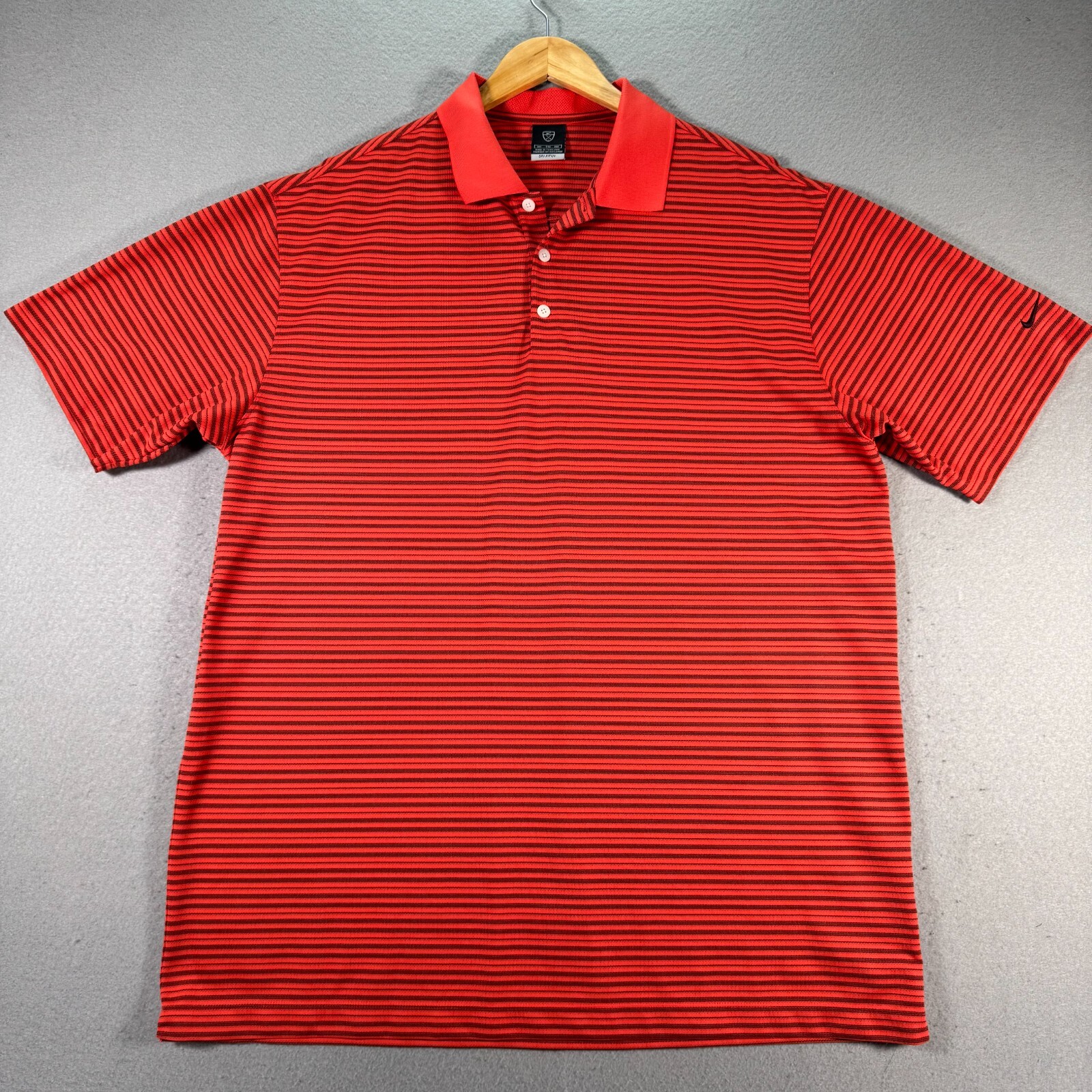 Vintage Nike Golf Dri-Fit UV Polo Shirt Mens 2XL Orange Striped Performance