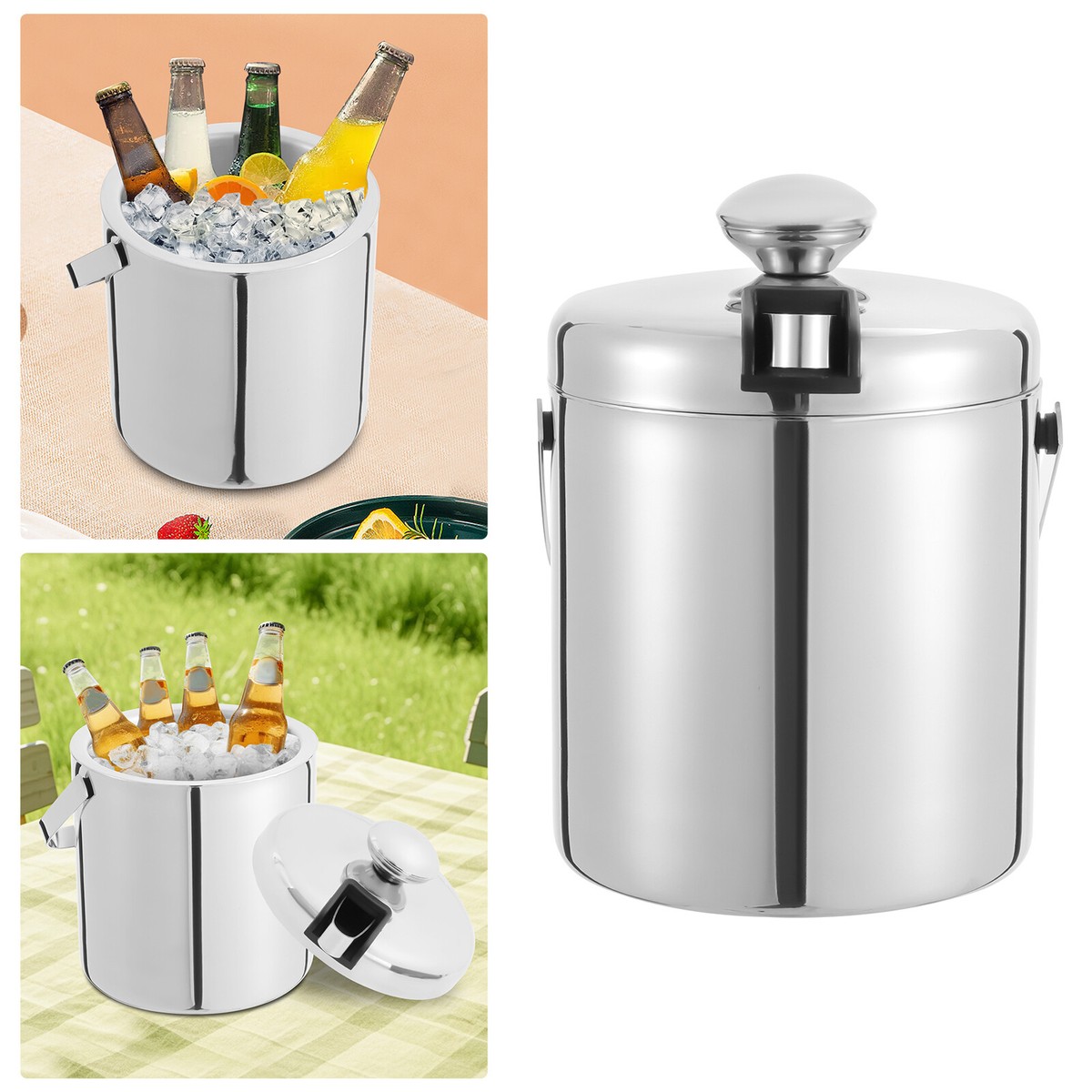 Stainless Steel Rtic Bucket Tiken 3L Double-Wall Vacuum Insulated