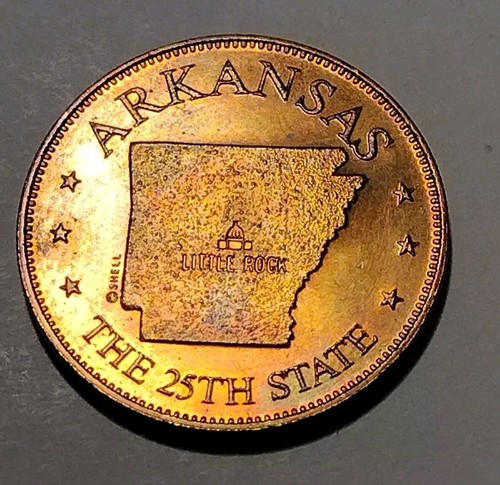 ARKANSAS 1969 Shell Oil States of the Union Bronze Game Token Coin Collectible