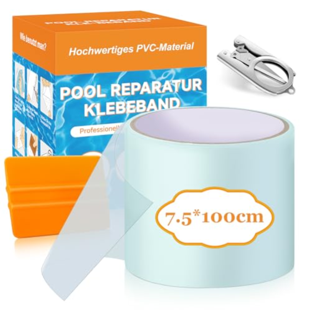 Kit Riparazione Piscina, 7.5x100cm Toppe per Piscina Fuori Terra, PVC Riparazion