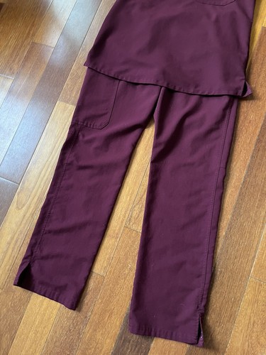 Figs Burgundy Kade Cargo Scrub Pants And Catarina One Pocket Top Sz S Excellent - Picture 4 of 12