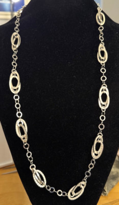 925 Sterling Silber ineinandergreifende runde ovale Gliederkette Statement Halskette