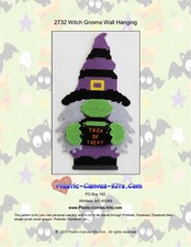 Halloween Witch Gnome Wall Hanging-Plastic Canvas Pattern or Kit