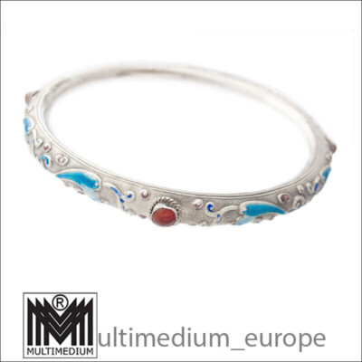 Silber Emaille Armreif China silver enamel bangle bracelet Armband