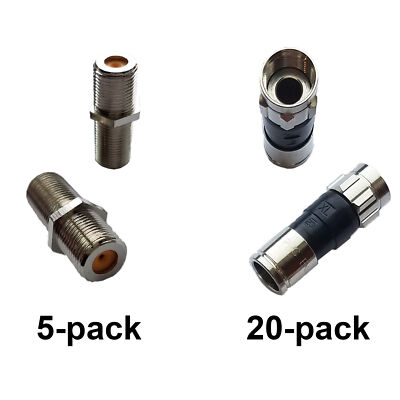 20(TWENTY) PPC EX6XL PLUS RG6 CONNECTORS +5 F81 Barrel DIRECTV DISH EX6XLPLUS
