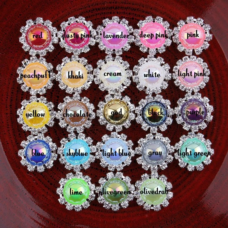 20pcs Metal Rhinestone Buttons Bling Alloy Crystal Flatback Buttons for Wedding - Image 2 of 4