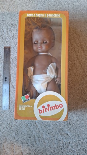 Birimbo Made in Italy L 15 Zoll schwarze afroamerikanische Babypuppe mit Etikett - Bild 4 von 4