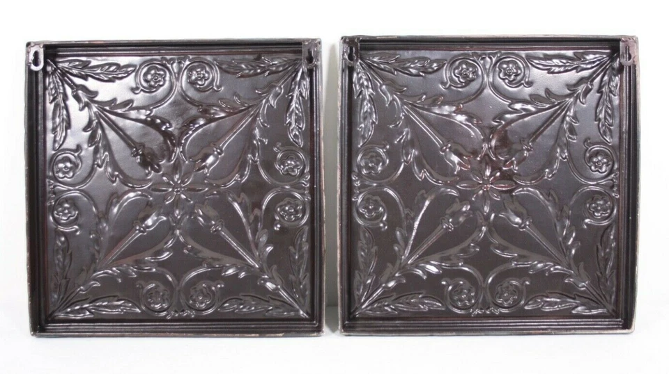 "Lote de 2 placas de metal cuadradas estilo salvamento jardín en mal estado metal verde aguamarina" Foto 2 de 4