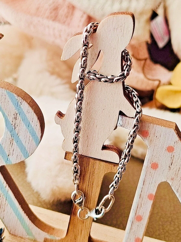 Sterling Silver 925 Fashion Bracelet with Lobster Clip for Charm/Bead/Spacer  - Image 3 of 4