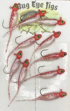 10 Pack 1/16 Oz  Red And White Crappie Jigs ( Bleeding Shad)