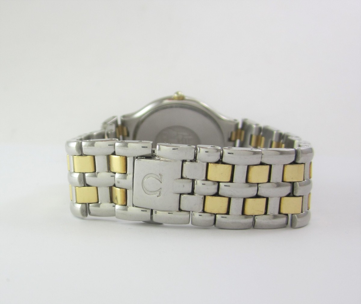 OMEGA DEVILLE SS & YG QUARTZ WATCH W/ WHITE DIAL, MODEL OMEGA DEVILLE SS & YG QUARTZ WATCH W/ WHITE DIAL, MODEL