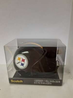 Pittsburgh Steelers Football Helmet 3M Scotch Tape Dispenser NIB W Roll Of Tape